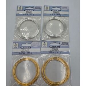 Beadalon Memory Wire Large Bracelet Lot 4pk Silver Plated Gold Color 0.5oz Each